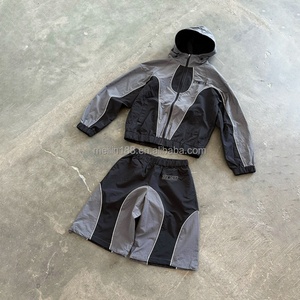 OEM Custom 3m Reflective Nylon Blank Jacket Tracksuit Windbreaker Tracksuit Suits Two Piece <b>Set</b> Windbreaker Short <b>Set</b> - Product Image 1