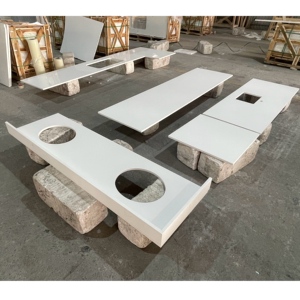 Losas de Cuarzo Blanco Puro, Económicas y Populares en Vietnam, Piedra Artificial para Encimeras Prefabricadas en Cocinas y Baños - Product Image 1
