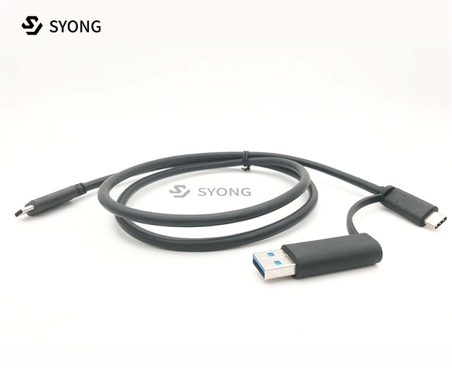 SYONG 3ft 1m 2-in-1 USB-C 3.0 Hybrid Cable 4K60Hz 10Gbps 100W 5A Fast Charging with USB-A Braid Shielding for Lenovo Computers