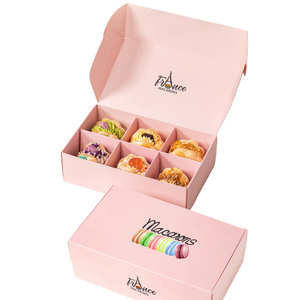 Bán buôn tùy chỉnh Kẹo sô cô la đóng gói 6 Màu Hồng Macaron hộp các tông Macaron bao bì hộp bánh - Product Image 3
