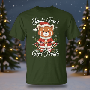 Camiseta navideña de Santa Paws Red Panda con diseño de juego de palabras navideño - Product Image 3