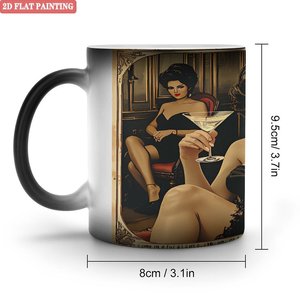 Tasse magique quotidienne en céramique noire givrée 11oz sensible à la chaleur - Product Image 1
