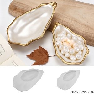 Stampo in silicone a forma di conchiglia di ostrica per resina, gesso, cemento, fai da te, portacandele, vassoio, stampo per artigianato - Product Image 4