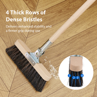 Outils professionnels de nettoyage des sols, ensemble balai et pelle en fer, brosse à balayer à long manche en hêtre avec poils en crin de cheval