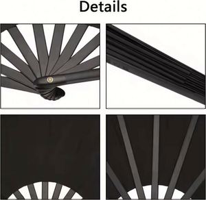Abanico de mano grande de plástico de color sólido de 33 cm para fiestas rave, abanicos de plástico grandes a precio económico - Product Image 5