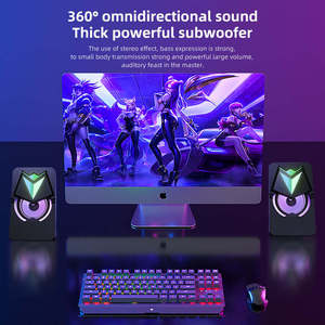 ลำโพงคอมพิวเตอร์สำหรับเล่นเกมส์ ใช้ได้กับแล็ปท็อป Mac คอมพิวเตอร์ตั้งโต๊ะ ลำโพงวูฟเฟอร์ ไฟ RGB ลำโพงมัลติมีเดีย - Product Image 5