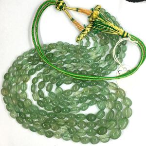 Precio mayorista Piedra preciosa suelta Collar de cuentas pulidas Cuarzo de fresa natural en forma ovalada Lisa Cuentas verdes de buena calidad - Product Image 1