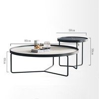 Ensemble de tables basses au design minimaliste, meubles de salon, ensemble de tables basses en dalle de roche, base en métal, combinaison de tables à thé