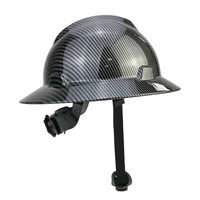 Casque de sécurité en HDPE à large bord avec logo personnalisé, finition noire mate, certifié ANSI Z89.1, 6 points de suspension pour chantier