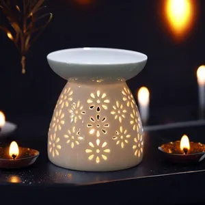 Wholesale New Simple Cute Aroma Candle Wax Burner Ceramic Tea Light Oil Burner Wax Melt Warmers