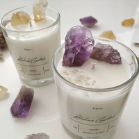 Bougie de luxe en soja parfumée de haute qualité avec cristaux, étiquette privée personnalisable pour la Saint-Valentin, Diwali, pour les bars