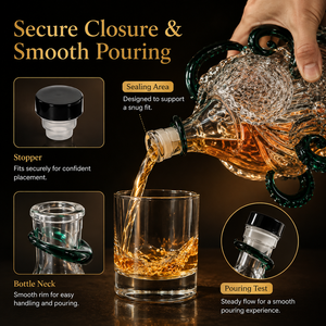 Trae <span class=keywords><strong>el</strong></span> Océano a tu Bar: Decantador de Vidrio con Forma de Pulpo y Tentáculos Verdes Fluidos, Garrafa de Whisky con Temática Náutica, Perfecta - Product Image 1