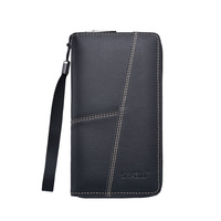 Dompet Kulit PU Multi-Kartu Baru dengan Resleting, Kapasitas Besar, Tas Kartu Mewah, Dompet Panjang Pria
