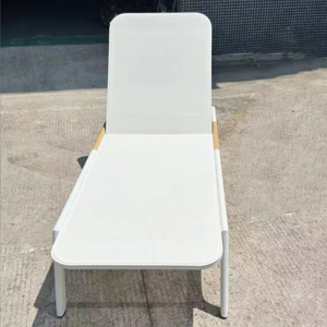 <span class=keywords><strong>Tumbona</strong></span> de Aluminio para Exteriores con Malla Teslin, Silla Reclinable sin Brazos para Piscina con Acabado de Madera Plástica para Uso en Hoteles - Product Image 2