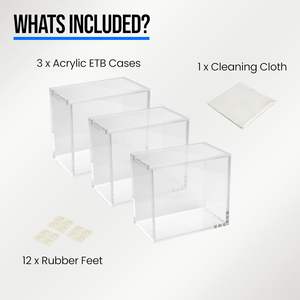 TCGShield Elite Trainer Box 3-Pack Clear Acrylic Display Case 5mm 8mm Protective Sliding Lid Magnetic Tabletop Mount Microfiber - Product Image 3