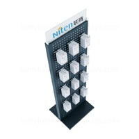 Support d'affichage de téléphone portable en métal double face flexible avec panneaux perforés et crochets, étagères de sol