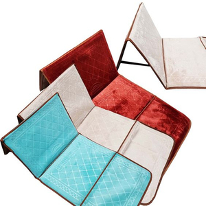 เสื่อสวดมนต์แบบหนาแบบพกพาลายนูนแบบเรียบสำหรับแสวงบุญพรมมุสลิมเสื่อสวดมนต์แบบพับได้พร้อมพนักพิง - Product Image 3