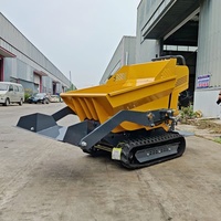 Mini camion à benne basculante KC-500 pour l'aménagement paysager des jardins et des fermes, capacité de 500 kg, chenilles en caoutchouc, benne basculante compacte à chenilles.