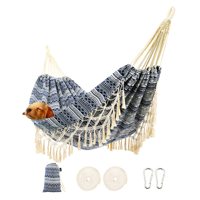 Patio Outdoor Portable Double Bed Avec Pare-Soleil Roues Coton Hamac