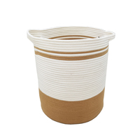 Panier de rangement tissé en corde de coton de style Grand panier Landry Grand organisateur de jouets Catalpa Yao Nouveau panier tissé pliable 16X24