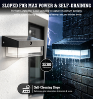 Lampe murale solaire 1000 lumens SMD2835 LED 6500K avec détecteur de mouvement PIR, étanche, pour extérieur, sécurité, jardin, porche, garage, à intensité variable