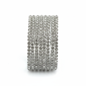 <b>Silver</b> Plated Fashion Jewelry Set with Crystal Stone <b>Bangles</b> | Elegant <b>Bracelet</b> Set for Women and Girls For festive collection - Product Image 2