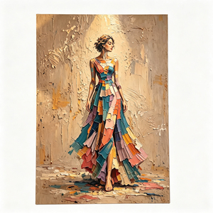 ภาพวาดสีน้ำมันแนวภาพเหมือนหญิงสาวแบบนามธรรมสมัยใหม่ วาดด้วยมือ งานศิลปะเนื้อสัมผัสหนาแน่น สำหรับตกแต่งบ้าน - Product Image 1