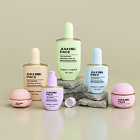 Ensemble d'emballages cosmétiques OEM personnalisés Or Rose, Flacon en verre blanc nacré 100ml, Flacon compte-gouttes pour sérum, Pot de crème visage 50g, Fabricant en gros