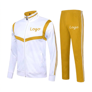 Custom Logo Unisex Tracksuit Set White Blue <b>Jacket</b> Black Pants Full-Zipper Sporty Winter Adult Size Quick Dry Breathable - Product Image 1