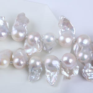 Perles d'eau douce blanches Zhuji de 18 mm pour bracelet DIY, perles d'imitation de couleur ballon à trou de 14-18 mm, perles d'eau douce naturelles - Product Image 2