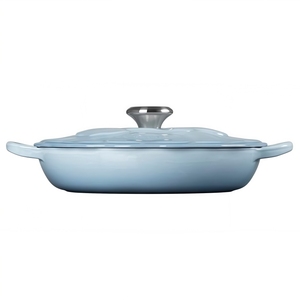 Poêle à frire peu profonde <span class=keywords><strong>en</strong></span> <span class=keywords><strong>fonte</strong></span> émaillée durable antiadhésive <span class=keywords><strong>avec</strong></span> <span class=keywords><strong>couvercle</strong></span> <span class=keywords><strong>en</strong></span> forme de pétale, poêle émaillée blanche <span class=keywords><strong>avec</strong></span> bouton doré, idéale pour un cadeau - Product Image 3