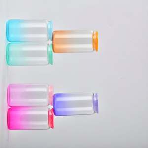 Gobelets en verre pour café glacé de 16 oz, verre transparent coloré pour sublimation avec couvercle en plastique et paille - Product Image 3