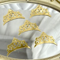 6-teiliges Set Spiegel-Gold Acryl-Krone Geburtstags-Cupcake-Topper Wiederverwendbare Kuchendekoration