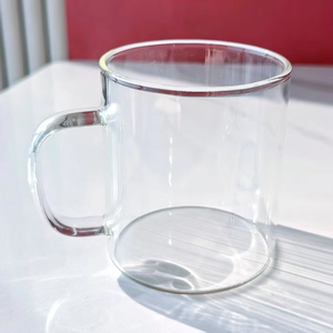 Tazze da <span class=keywords><strong>caffè</strong></span> in vetro trasparente con manico a bocca larga grande tazza da tè bicchieri di vetro - Product Image 5