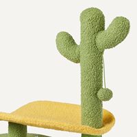 Arbre à chat écologique en forme de cactus, griffoir en bois de sisal, perchoir incurvé, balle interactive suspendue, 4 niveaux, 77,9 cm H, vert, carton
