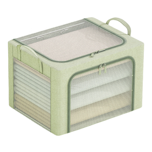 <strong>Cute</strong> Fashion Clothing <strong>Storage</strong> <strong>Bin</strong> Foldable Zipper Lid Container Organizer with 3 Big Clear Windows for Wardrobe Bedding Blankets - Product Image 2
