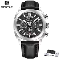 Benyar BY-5205 Neue 43mm Leuchtende Zifferblatt Herren Sportuhr Quarz Chronograph Wasserdichte Business-Armbanduhr Reloj Masculino