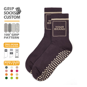 कस्टम स्पोर्ट्स विरोधी पर्ची मोजे गैर-पर्ची पकड़ लुभावनी पसीना-शोषक क्रू सॉक डिजाइन कपास महिला फिटनेस - Product Image 2