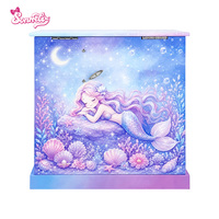 Boîte à musique sirène personnalisable - Boîte à bijoux en carton MDF avec figurine rotative, poignées et crochets en forme de coquillage, cadeau de princesse en gros