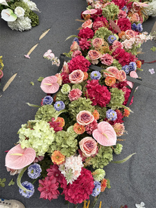Arche florale épaisse et colorée, <span class=keywords><strong>orange</strong></span> et fuchsia, pour décorations de table de mariage et de fête - Product Image 5