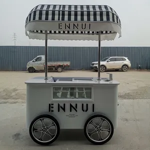 Carrito de helados de empuje comercial carrito de helados de empuje de helados de venta de jugos y helados de playa