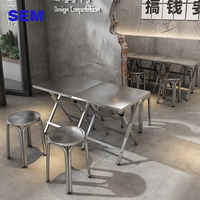 Nouvel ensemble de table et chaises de salle à manger en acier inoxydable moderne pour 4 personnes, mobilier de restaurant, usage commercial