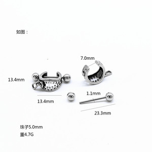 yunnique Titanium Steel <b>Cuff</b> <b>Earrings</b> With Zipper Design Geometric Lock Shape Studs For Fashion Jewelry - Product Image 2