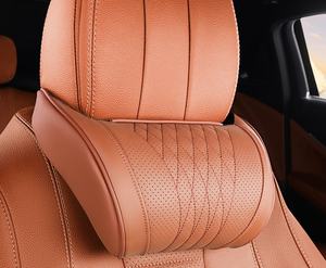 Oreiller de voyage ergonomique en mousse à mémoire de forme et cuir Nappa <span class=keywords><strong>pour</strong></span> le soutien <span class=keywords><strong>cervical</strong></span>, confort de voyage, appui-tête intérieur de <span class=keywords><strong>voiture</strong></span> - Product Image 3