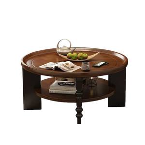 Solid Wood Round Coffee <b>Table</b> 48 In Retro Style American Chinese Living Room Furniture - Product Image 5