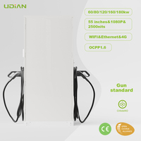 Station de recharge rapide DC 120 kW avec écran LCD 55 pouces, 2500 nits, avec Cloud CMS, téléchargement de photos depuis le téléphone et lecture multimédia USB