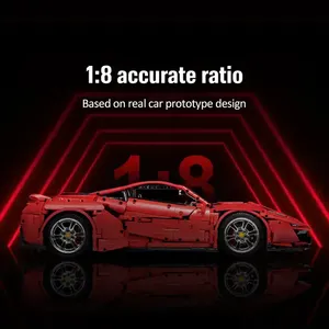 Bộ đồ chơi lắp ráp mô hình xe hơi siêu tốc độ Ý đỏ Technic Electric Master C61042 Cada, tỷ lệ 1:8, mô hình Ferri GTE 488, lắp ráp tự do - Product Image 3