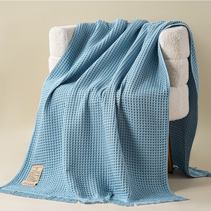 Serviette de plage gaufrée en coton 90x180cm, couleur unie moderne, double face, <span class=keywords><strong>avec</strong></span> franges, écologique, personnalisable en petites séries - Product Image 6