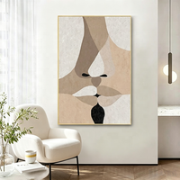 Peinture à l'huile sur toile abstraite géométrique texturée faite à la main, cadre personnalisé, décoration murale moderne pour salon