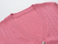 AIMEISI Élégant Femme Décontracté Élégant Diamant Laine Sans Manches Robe Tricot Tops Cardigan Deux Pièces Ensembles pour Femmes